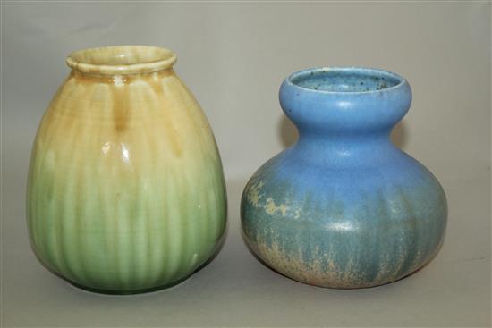 Two Ruskin pottery vases, 12cm and 13.5cm